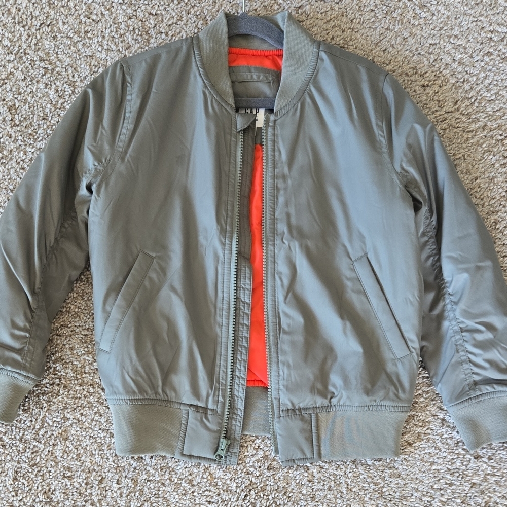 Olive Green Bomber Jacket with Orange Lining GAP KIDS